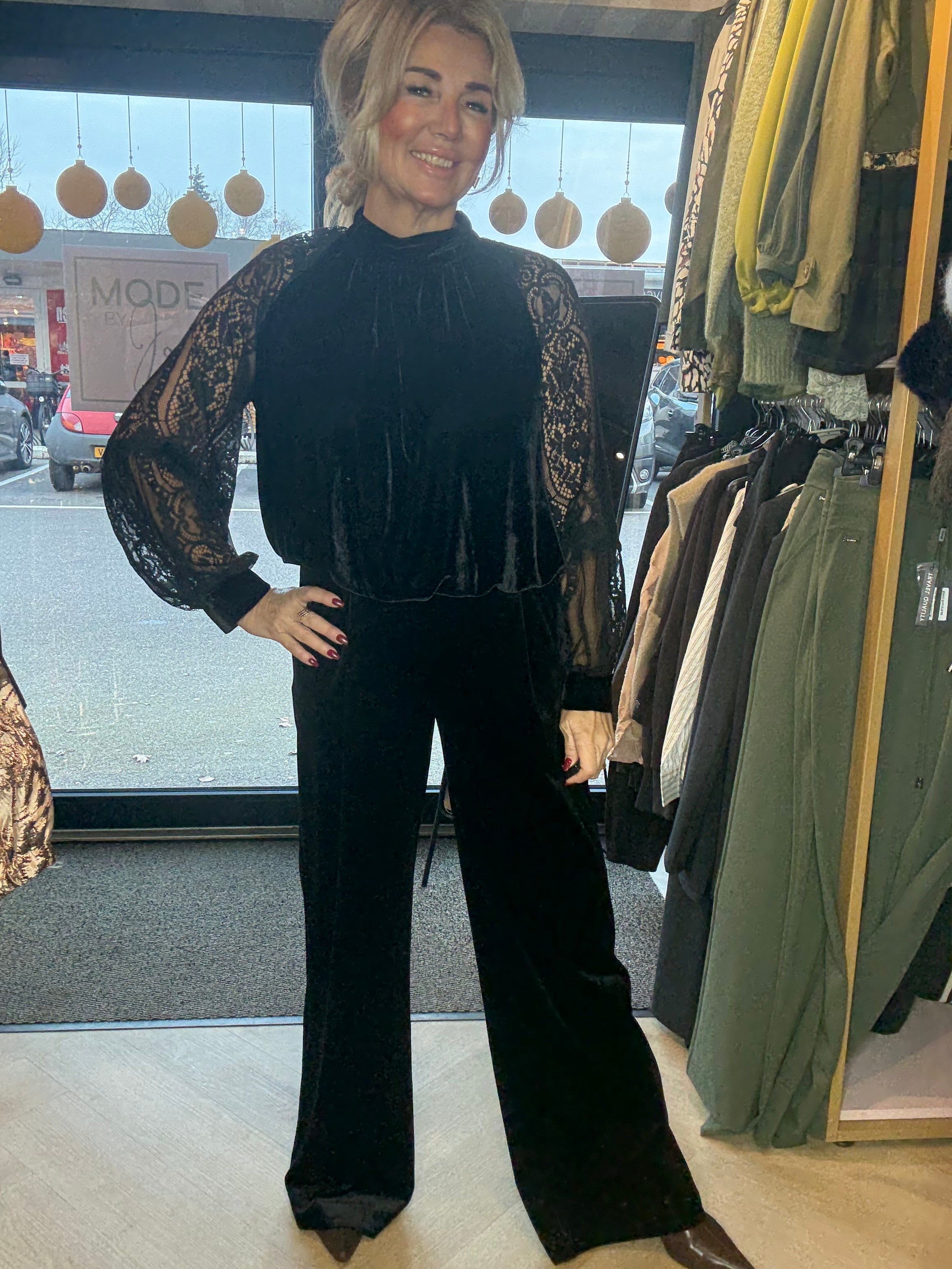 Broek zwart Fluweel Straight leg